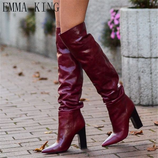 rose red leather winter thigh high boots women pointed toe high heels shoes square ladies over the knee long boots, Black
rose red leather winter thigh high boots women pointed toe high heels shoes square ladies over the knee long boots, Black