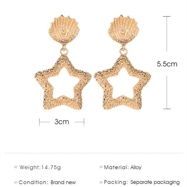 20pcs/lot new arrive relief stud earring hollow out star shell ear drop women fashion metal geometric dangle earrings jewelry accessories, Silver
20pcs/lot new arrive relief stud earring hollow out star shell ear drop women fashion metal geometric dangle earrings jewelry accessories, Silver