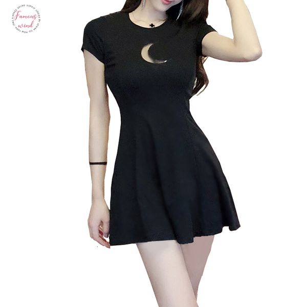womens summer dress chest moon hollow out design round neck short-sleeved slim mini gothic dress designer clothes, Black;gray
womens summer dress chest moon hollow out design round neck short-sleeved slim mini gothic dress designer clothes, Black;gray