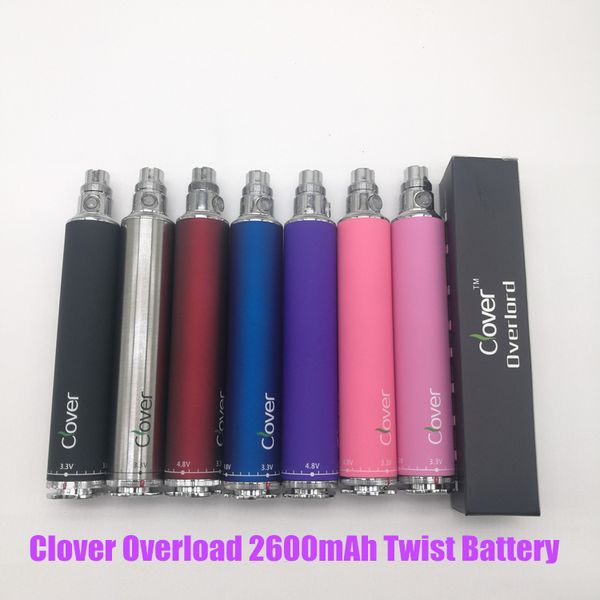 100% Authenic Clover Overlord 2600mah 510 батареи Twist Напряжение 3.2 ~ 4.8V 2600mah Clover Много цветов Бесплатная доставка DHL
100% Authenic Clover Overlord 2600mah 510 батареи Twist Напряжение 3.2 ~ 4.8V 2600mah Clover Много цветов Бесплатная доставка DHL
