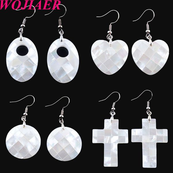 wojiaer natural abalone shell dangle earrings for women 5pair white color round drop earrings jewelry dbv903, Silver
wojiaer natural abalone shell dangle earrings for women 5pair white color round drop earrings jewelry dbv903, Silver