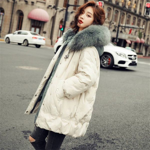 2019 new winter women large faux fur collar hooded white duck down jacket thick warm loose coat female casual outwear parka c135, Black
2019 new winter women large faux fur collar hooded white duck down jacket thick warm loose coat female casual outwear parka c135, Black