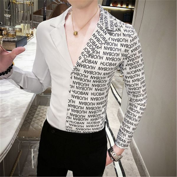 2020 long sleeve men shirt social patchwork print designer shirts men slim fit camisas bordadas camicia uomo mens clothing white, White;black
2020 long sleeve men shirt social patchwork print designer shirts men slim fit camisas bordadas camicia uomo mens clothing white, White;black