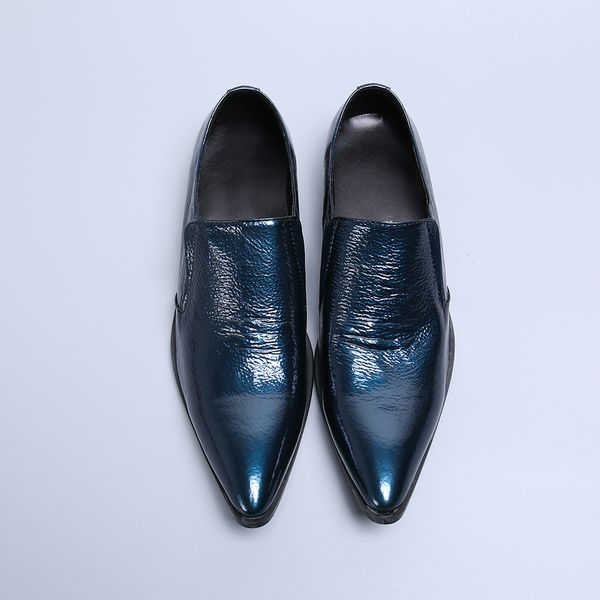 blue bright leather business dress men's leather shoes casual fashion patent pointed toe shoes, Black
blue bright leather business dress men's leather shoes casual fashion patent pointed toe shoes, Black