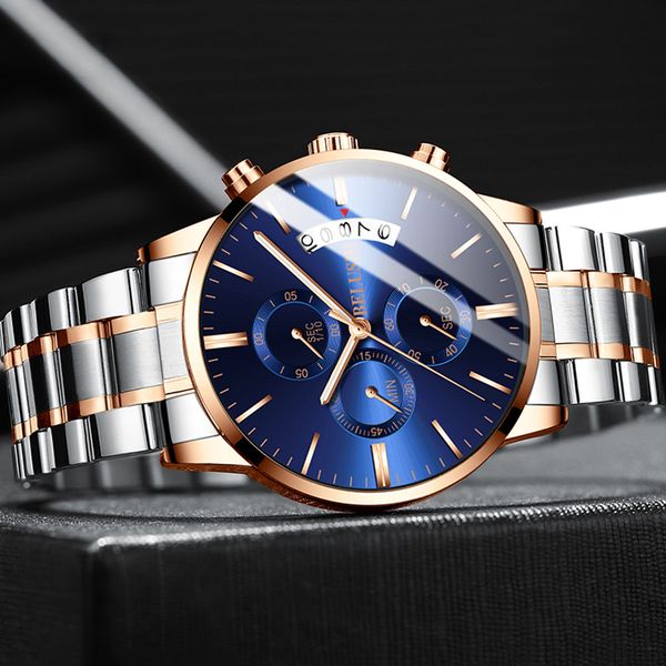 men's quartz watch blue 2019 chronograph wristwatch mens watches full steel waterproof fashion sport clock male, Slivery;brown
men's quartz watch blue 2019 chronograph wristwatch mens watches full steel waterproof fashion sport clock male, Slivery;brown