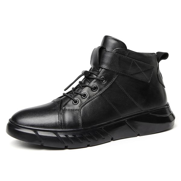 2019 black leather shoes men warm winter boots cool young men fashion plush boots casual shoes male winter footwear