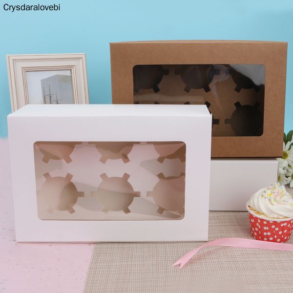 10pcs cupcake box wedding party birthday white brown kraft paper box with window paper gift packaging 6 cup cake holders
10pcs cupcake box wedding party birthday white brown kraft paper box with window paper gift packaging 6 cup cake holders