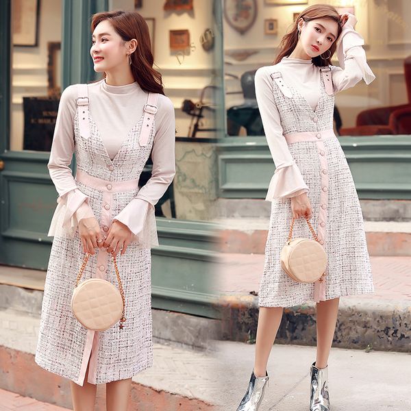 high-end custom 2019 autumn winter women's flare sleeve and single-breasted spaghetti strap plaid tweed dress 2 piece set, Black;gray
high-end custom 2019 autumn winter women's flare sleeve and single-breasted spaghetti strap plaid tweed dress 2 piece set, Black;gray