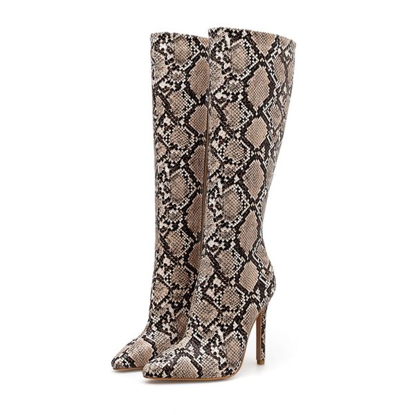 european american winter knee boots for women pointed toe snake boots night club boots, Black
european american winter knee boots for women pointed toe snake boots night club boots, Black