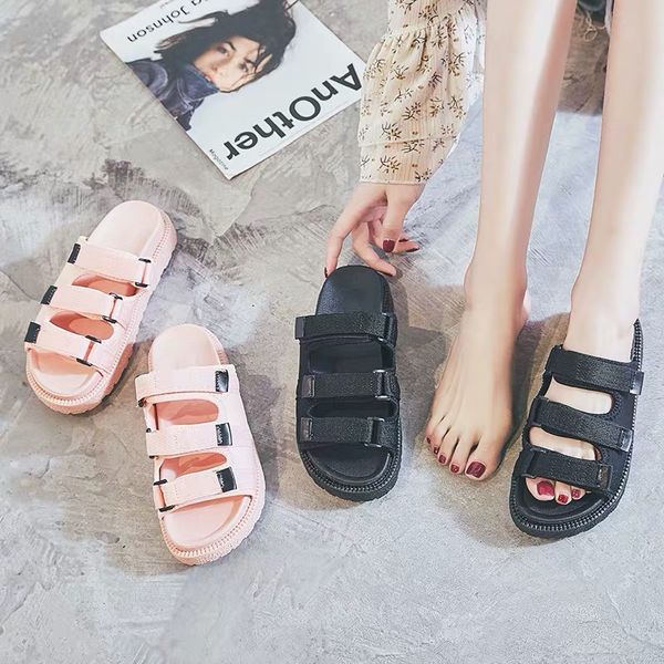 2019 new korean version of magic paste slippers female summer fashion wearing a lot of pine cake thick bottom beach cool slippers, Black
2019 new korean version of magic paste slippers female summer fashion wearing a lot of pine cake thick bottom beach cool slippers, Black
