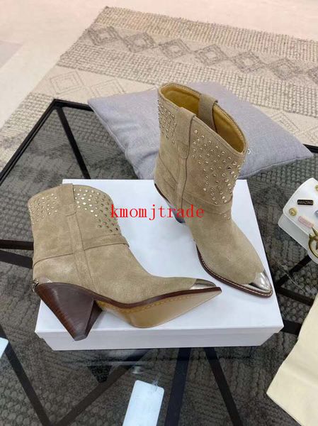 original box paris runway show isabel lamsy boots genuine leather suede marant ankle boots studded western classic original boots, Red;white
original box paris runway show isabel lamsy boots genuine leather suede marant ankle boots studded western classic original boots, Red;white
