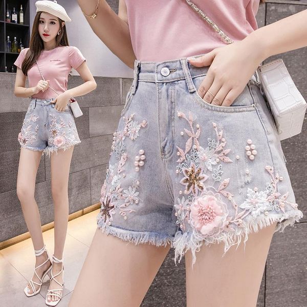 wwomen 2020 summer 3d flower pearls beaded slim casual shorts denim floral embroidered pattern shorts ladies short jeans y150, White;black
wwomen 2020 summer 3d flower pearls beaded slim casual shorts denim floral embroidered pattern shorts ladies short jeans y150, White;black
