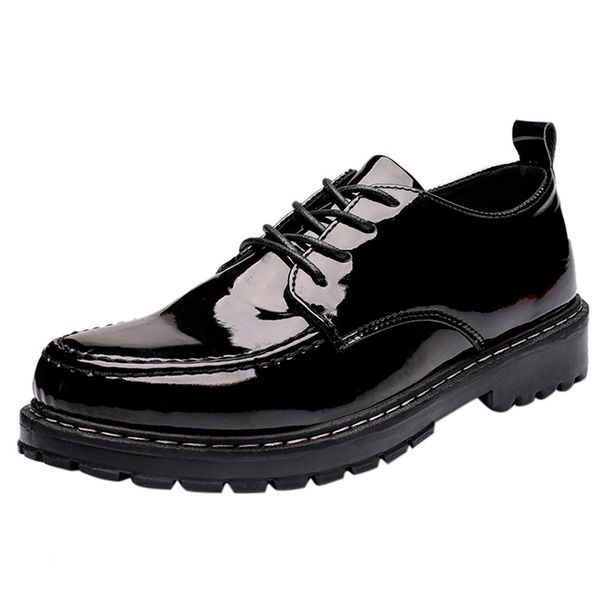 leisure patent leather formal shoes men business leather shoes solid color flat lace-up round toe business platform footwear #zb, Black
leisure patent leather formal shoes men business leather shoes solid color flat lace-up round toe business platform footwear #zb, Black