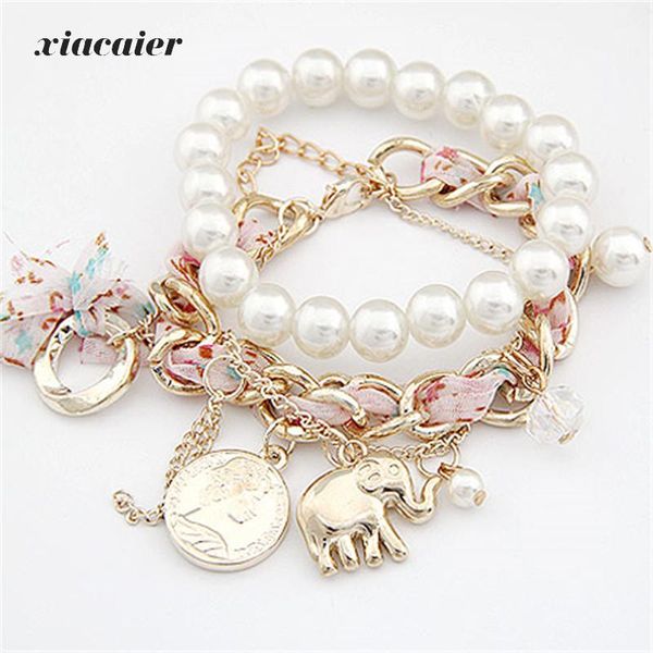 xiacaier golden elephant coin charm bracelet simulated pearl bead lace chain braided elastic strand bracelets for women jewelry, Golden;silver
xiacaier golden elephant coin charm bracelet simulated pearl bead lace chain braided elastic strand bracelets for women jewelry, Golden;silver