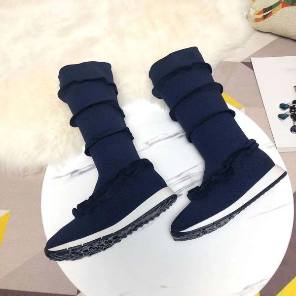 high-quality 2019 spring fall 12 inch womens grey black blue knit fabric stretch sock shoes mid calf pull on fashion boots 
high-quality 2019 spring fall 12 inch womens grey black blue knit fabric stretch sock shoes mid calf pull on fashion boots