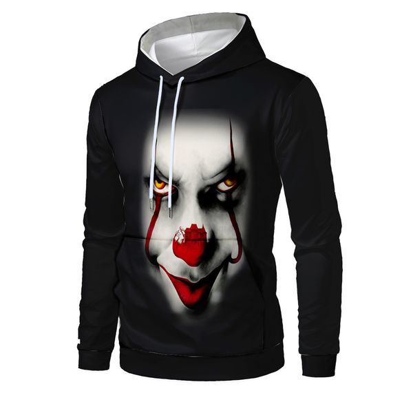 mens designer clown head 3d digital printing personalized fashionable hooded sweater, Black
mens designer clown head 3d digital printing personalized fashionable hooded sweater, Black