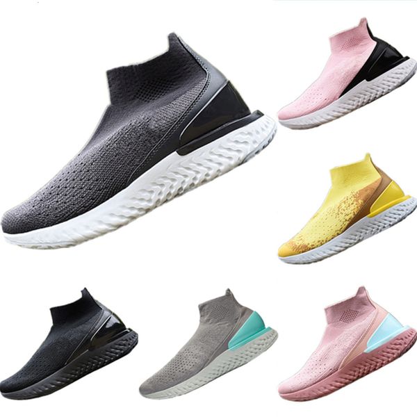 

2019 rise react knit breathable mid sock boots rise react knit high elastic tech bubble cushioning casual shoes 36-45