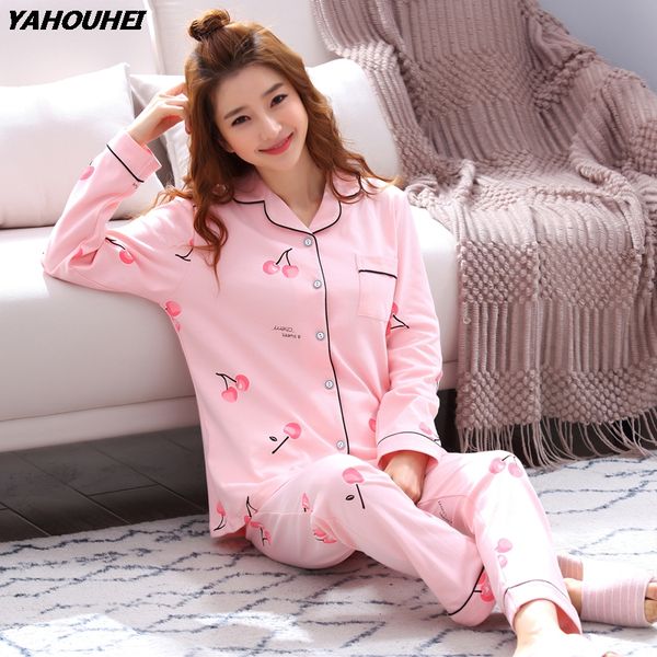 girls fashion cotton pajamas sets for women 2018 autumn long sleeve print pyjama femme loungewear homewear pijama home clothing, Blue;gray
girls fashion cotton pajamas sets for women 2018 autumn long sleeve print pyjama femme loungewear homewear pijama home clothing, Blue;gray