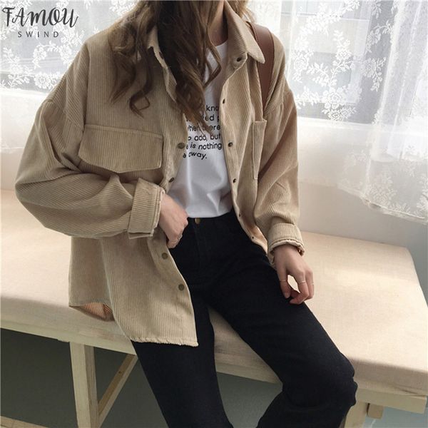 autumn women loose shirts blouses korean solid blouse long sleeve pockets corduroy blouses women outwear femme coats, White
autumn women loose shirts blouses korean solid blouse long sleeve pockets corduroy blouses women outwear femme coats, White