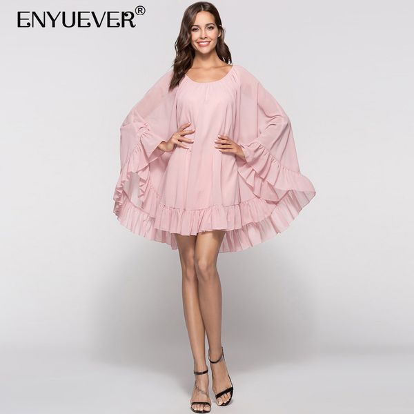 enyuever pink summer dress korean style women clothes boho ruffle cloak cape drape vestido casual chiffon party loose mini dress, Black;gray
enyuever pink summer dress korean style women clothes boho ruffle cloak cape drape vestido casual chiffon party loose mini dress, Black;gray