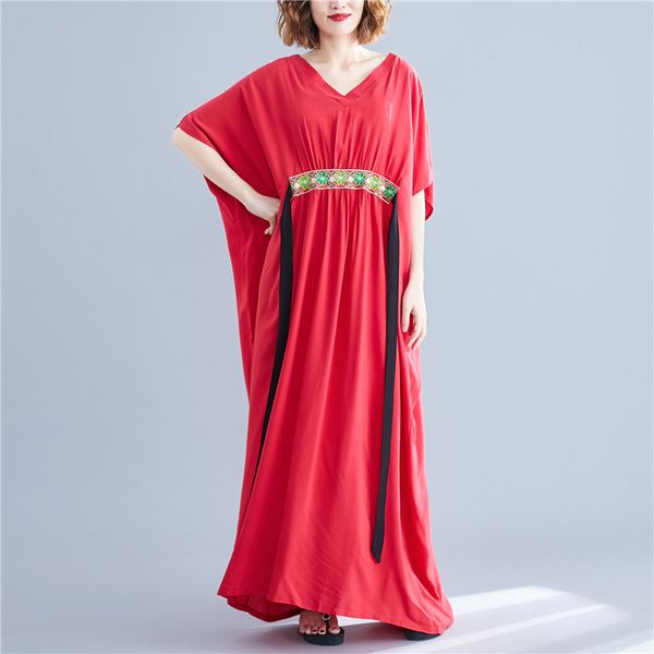 pluz size fashion women long dress embroidered summer new 2020 ladies robe short sleeve cotton women clothing v920, Black;gray
pluz size fashion women long dress embroidered summer new 2020 ladies robe short sleeve cotton women clothing v920, Black;gray