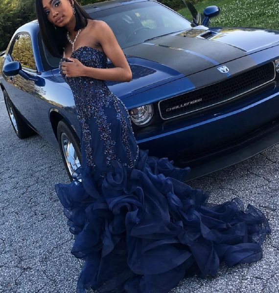 sparkly navy blue mermaid prom dresses beads crystals sequined floor length sweetheart ruffles formal dresses evening wear custom, Black
sparkly navy blue mermaid prom dresses beads crystals sequined floor length sweetheart ruffles formal dresses evening wear custom, Black