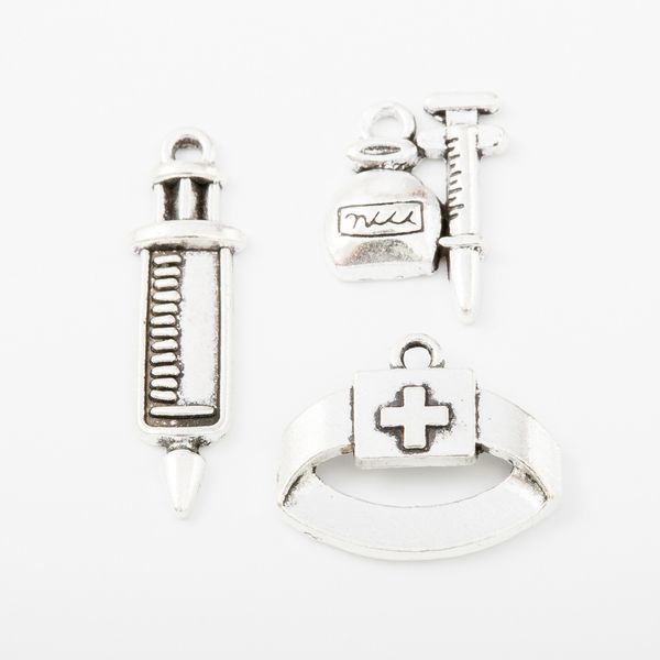 ancient silver nurse cap syringe pharmacy bottle charm alloy medical equipment jewelry designer creative accessory medical rescue gift, Bronze;silver
ancient silver nurse cap syringe pharmacy bottle charm alloy medical equipment jewelry designer creative accessory medical rescue gift, Bronze;silver