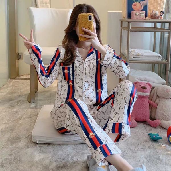 summer star style ice silk pajamas pyjamas g letter print sleepwear can outside wear shirt women leisure long sleeves home clothes suit
summer star style ice silk pajamas pyjamas g letter print sleepwear can outside wear shirt women leisure long sleeves home clothes suit