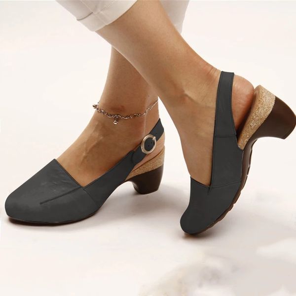 summer women gladiator sandals mid heels buckle strap ladies shoes round toe slingbacks pumps zapatos mujer, Black
summer women gladiator sandals mid heels buckle strap ladies shoes round toe slingbacks pumps zapatos mujer, Black