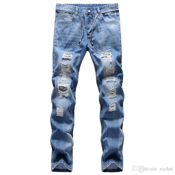 unique mens distressed painted slim fit jeans fashion designer spring summer light blue biker denim pants big size motocycle trousers dy7003
unique mens distressed painted slim fit jeans fashion designer spring summer light blue biker denim pants big size motocycle trousers dy7003