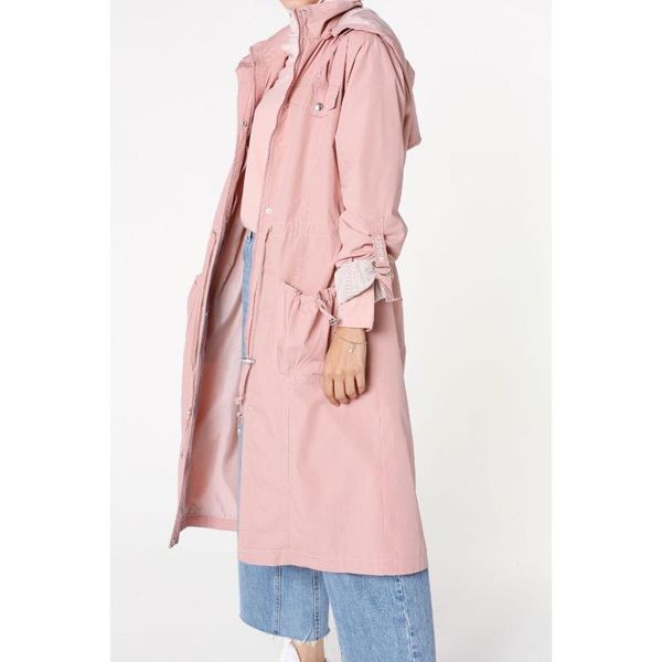 hooded lined trenchcoat, Tan;black