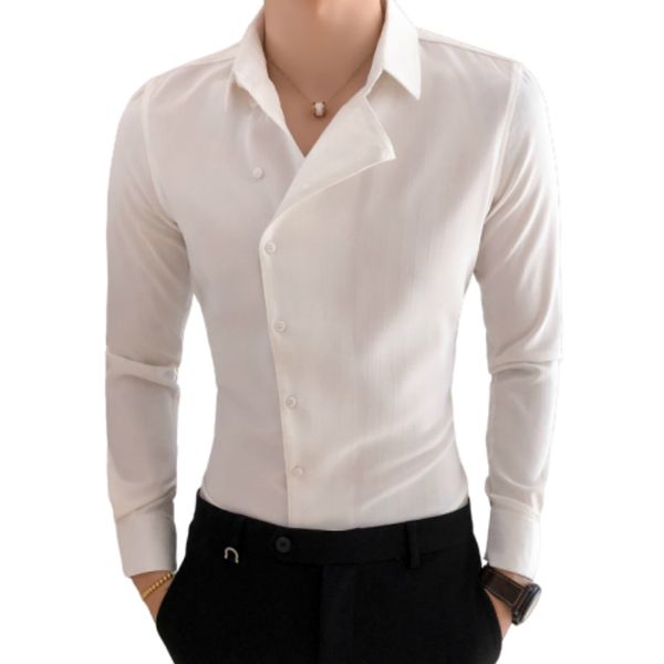 19 spring and autumn men's young british style shirt korean business men's long sleeve partial placket shirt business casual, White;black
19 spring and autumn men's young british style shirt korean business men's long sleeve partial placket shirt business casual, White;black