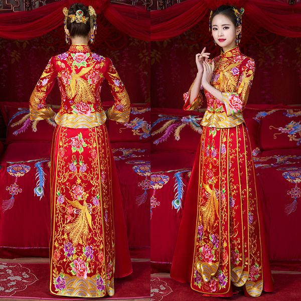embroidery asian bride dress chinese vintage women phonnix&floral qipao vestidos ancient royal cheongsam suit, Red
embroidery asian bride dress chinese vintage women phonnix&floral qipao vestidos ancient royal cheongsam suit, Red