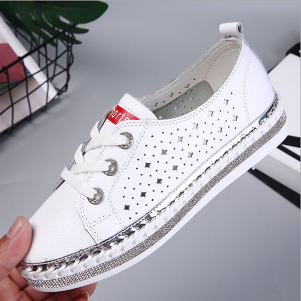 fashionable lady hollow out leather shoes women's sequined flat flat lacing platform shoes casual leather small white, Black
fashionable lady hollow out leather shoes women's sequined flat flat lacing platform shoes casual leather small white, Black