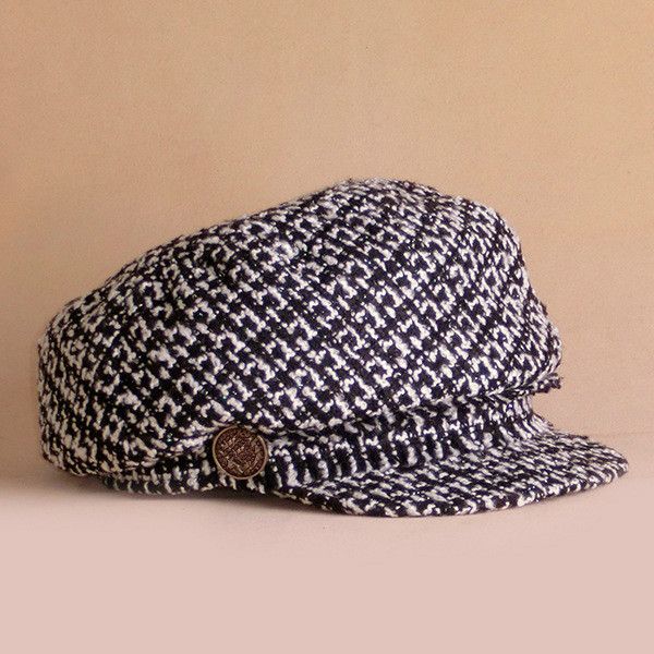 2018 new women winter hat female plaid tweed newsboy caps brass buttons decoration flat beret caps octagonal hat, Blue;gray
2018 new women winter hat female plaid tweed newsboy caps brass buttons decoration flat beret caps octagonal hat, Blue;gray
