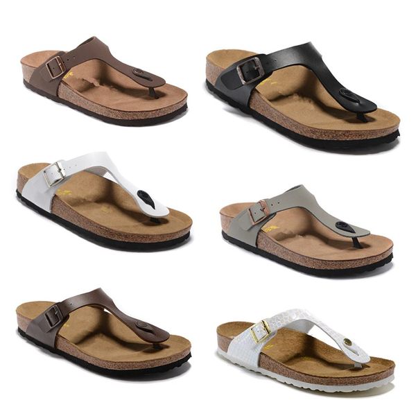 

New arrival style brand shoe with orignal logo mens woman Cork slippers gizeh flat sandals casual herringbonesummer beach genuine leather sandals, Burgundy