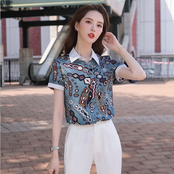 new 2020 summer fashion women blouses & shirts short sleeve print ladies office uniform blouses and, White
new 2020 summer fashion women blouses & shirts short sleeve print ladies office uniform blouses and, White