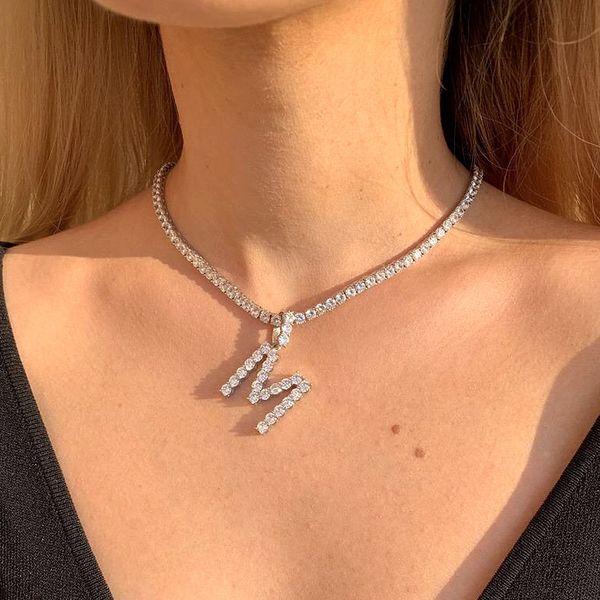 women men rock hip hop bling jewelry iced out cz alphabet pendant personalized name cz tennis chain initial necklace 2019 new, Silver
women men rock hip hop bling jewelry iced out cz alphabet pendant personalized name cz tennis chain initial necklace 2019 new, Silver