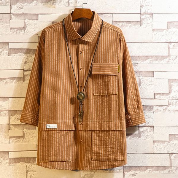 men's casual shirt men's new style fashion japanese seven-sleeve shirts tooling striped blouse camisetas hombre coat blouse, White;black
men's casual shirt men's new style fashion japanese seven-sleeve shirts tooling striped blouse camisetas hombre coat blouse, White;black