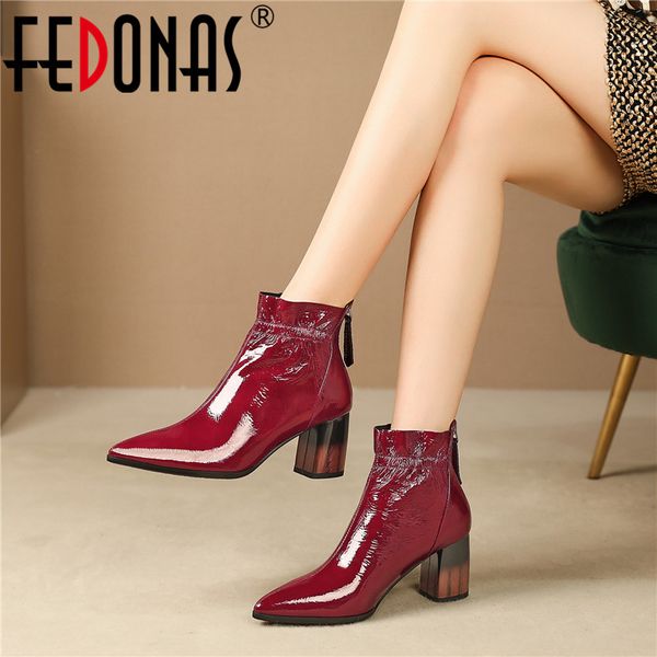 fedonas vintage cow patent leather women ankle boots autumn winter zipper party office shoes woman big size short boots, Black
fedonas vintage cow patent leather women ankle boots autumn winter zipper party office shoes woman big size short boots, Black