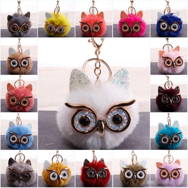 25 styles multicolor cartoon keychain big eyes owl fur ball keyring pendant imitation rabbit hair ladies bag ornaments wallet keychain, Silver
25 styles multicolor cartoon keychain big eyes owl fur ball keyring pendant imitation rabbit hair ladies bag ornaments wallet keychain, Silver