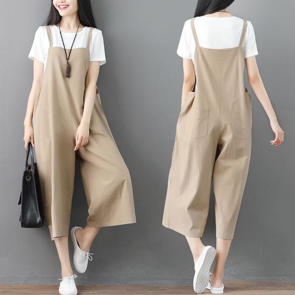 new clothes 2019 women plus size cotton and linen loose short sleeve casual jumpsuit drop shipping, Black;white
new clothes 2019 women plus size cotton and linen loose short sleeve casual jumpsuit drop shipping, Black;white