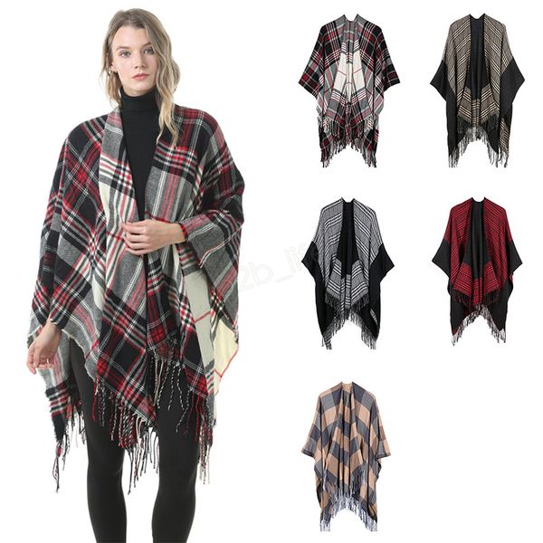 women wool scarf cardigan 130*150cm patchwork plaid poncho cape tassel winter warm blanket cloak wrap shawl outwear coat ljja2983, Black
women wool scarf cardigan 130*150cm patchwork plaid poncho cape tassel winter warm blanket cloak wrap shawl outwear coat ljja2983, Black