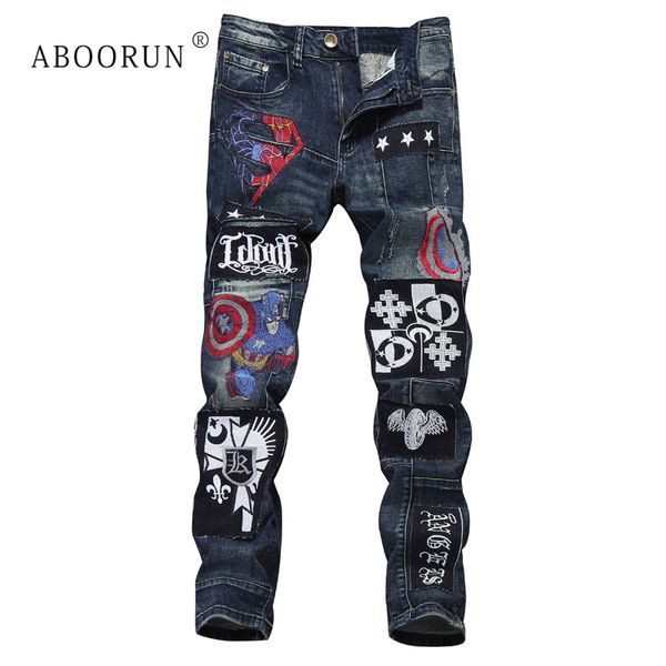 aboorun the embroidery jeans men's gothic patchwork jeans punk skinny pencil for male, Blue
aboorun the embroidery jeans men's gothic patchwork jeans punk skinny pencil for male, Blue