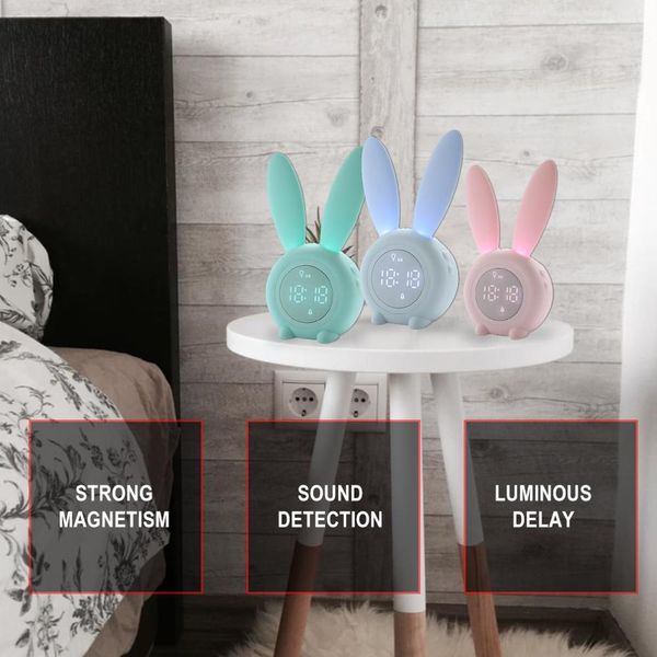 портативный симпатичный кролик формы цифровой будильник с led night light sound табличная функция настенные часы для украшения дома
портативный симпатичный кролик формы цифровой будильник с led night light sound табличная функция настенные часы для украшения дома