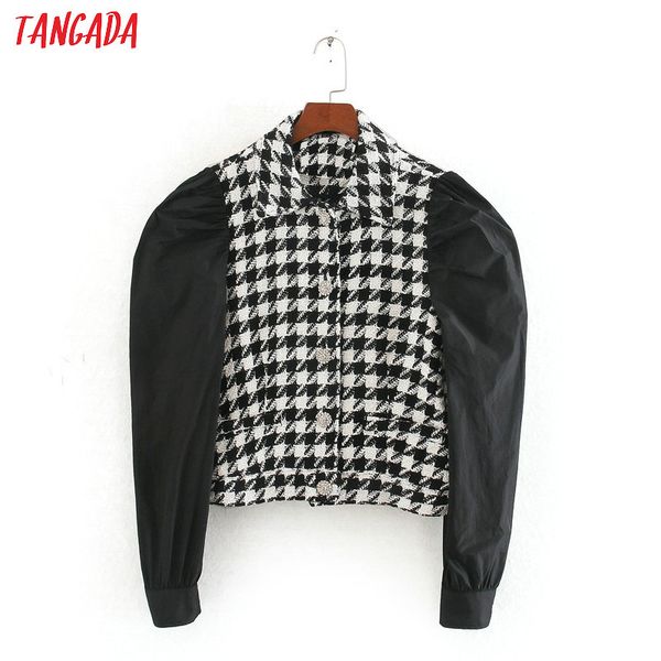 tangada women plaid patchwork blouse short style fashion long sleeve beading buttons vintage shirts female chic ce108, White
tangada women plaid patchwork blouse short style fashion long sleeve beading buttons vintage shirts female chic ce108, White
