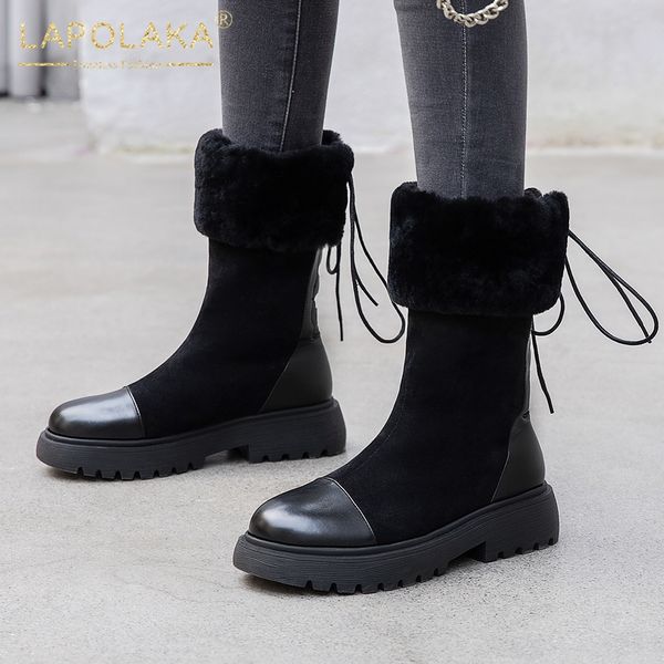 lapolaka new fashion keep warm shoes woman snow boots female lace up concise mid calf boots women shoes, Black
lapolaka new fashion keep warm shoes woman snow boots female lace up concise mid calf boots women shoes, Black
