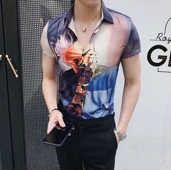 new allover printed mens shirts luxury 3d personalized printing short sleeve man shirts camisa social masculina slim men shirt, White;black
new allover printed mens shirts luxury 3d personalized printing short sleeve man shirts camisa social masculina slim men shirt, White;black