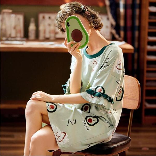 women's sleepwear the large size korean version of loose leisure cotton pajamas for women, cute can wear short sleeved nightdress, Black;red
women's sleepwear the large size korean version of loose leisure cotton pajamas for women, cute can wear short sleeved nightdress, Black;red