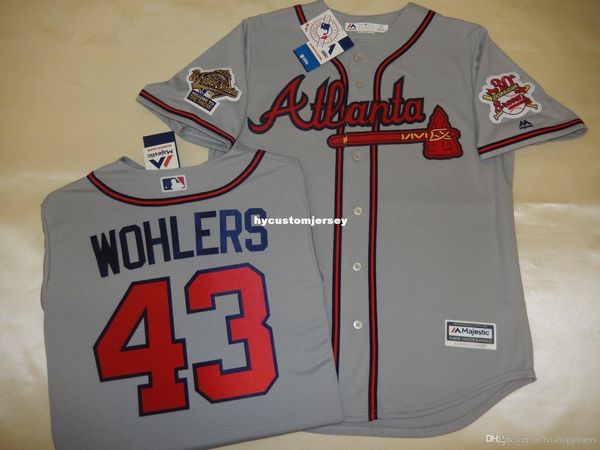 1995 atlanta 43# mark wohlers shirt jersey new gray, Black;blue